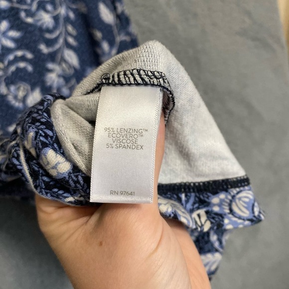 J jill Pure Jill eco terry top floral blue Lenzing blend soft casual stretch M - Picture 4 of 12